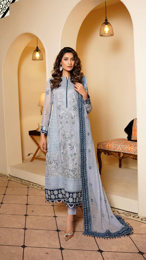EMBROIDERED CHIFFON BY ZEBTAN SKY FC-10