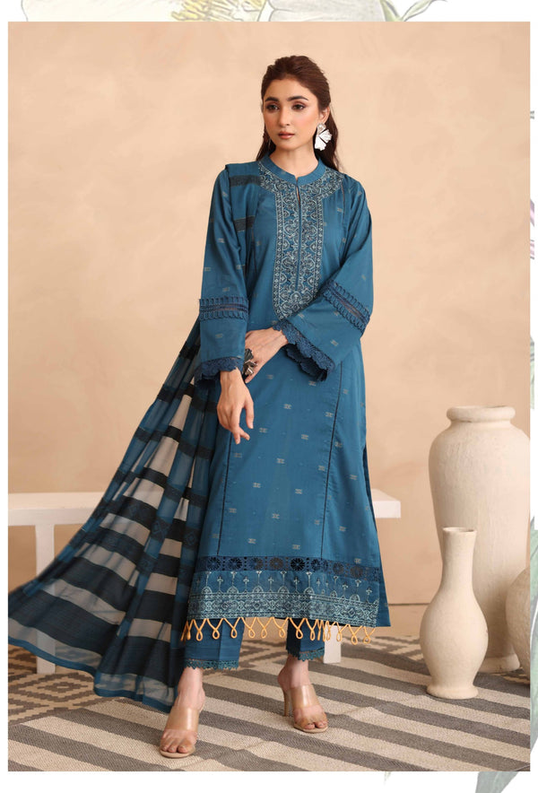 EMBROIDERED LAWN WHIT JACQUARD LAWN DUPATTA KV-24 JH-587