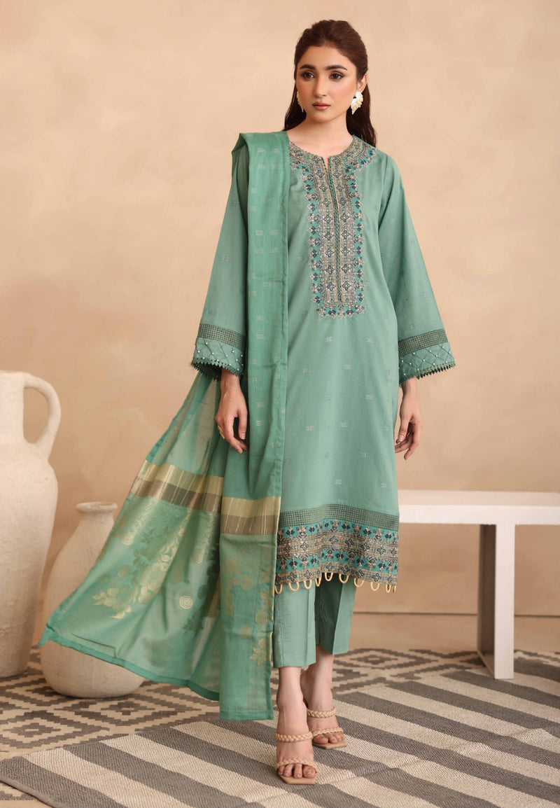 EMBROIDERED LAWN WHIT JACQUARD LAWN DUPATTA KV-24 JH-585