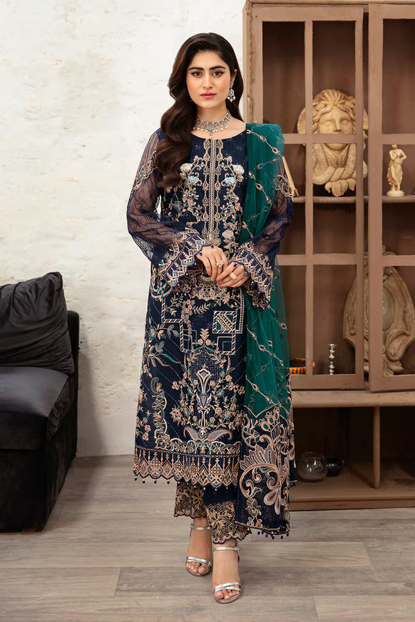 MANHAL ORGENZA DRESS BY RAMSHA KV10-M-1009