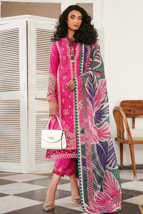 EMBROIDERED LAWN BY JAZMIN KV23-02-BRIGHT FUCHSIA